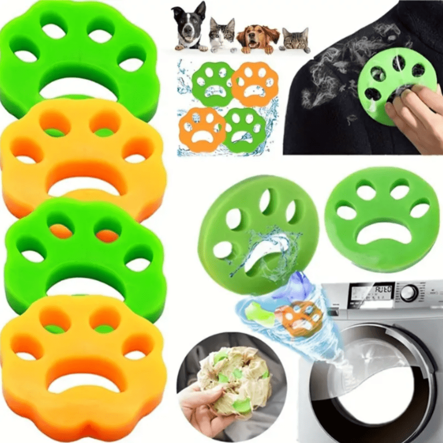 Set de 4 quitapelos para mascotas, accesorios para lavadora, eliminador de pelo de gato y perro, reutilizable para secadora de ropa