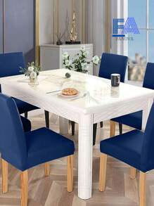 Funda unicolor elástica para silla con 2/4/6 piezas, funda protectora para silla de comedor, cubierta decorativa para taburete de hogar - Azul Marino - Ver 2