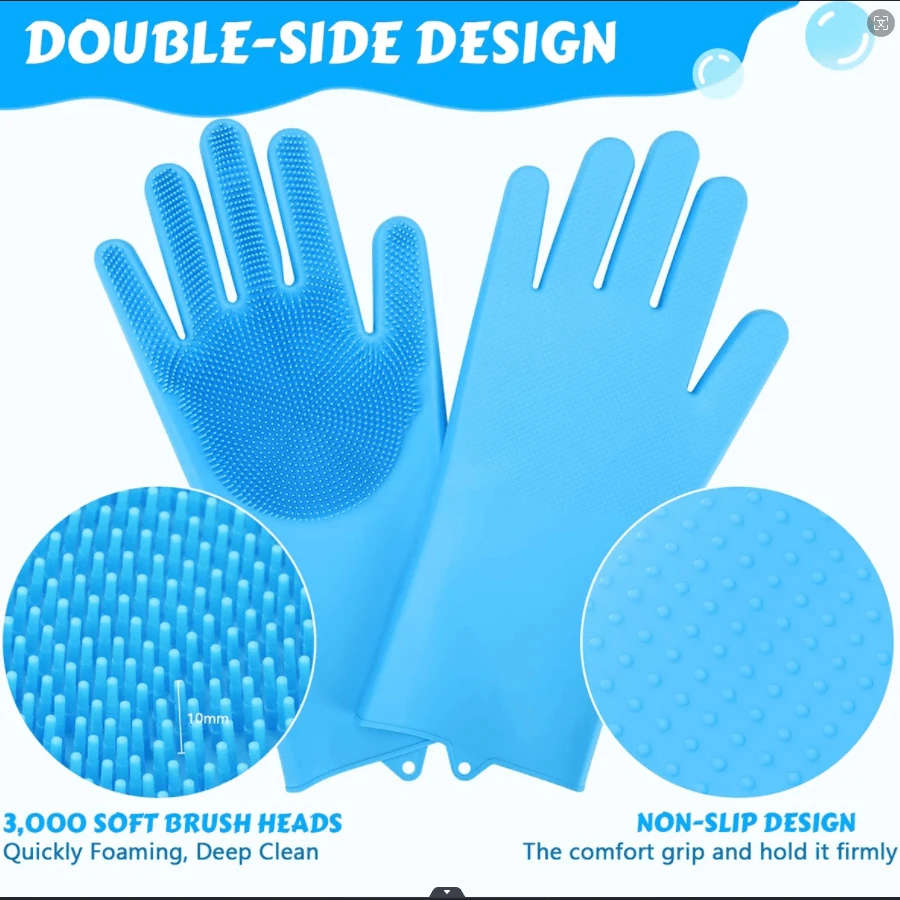 Pet Poop Scooping Gloves, Suitable For Cats And Dogs - Blue - View 1