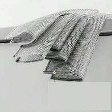 10pcs Premium Metal Wire Dishwashing Cloth Scrubs Cleans, Scrubbing Wire Dishwashing Rags Non-Scratch Wire Dishcloth For Dishes, Sinks 2024 New Multipurpose Wire Dishwashing Rags - Xám - Xem 8