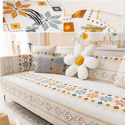 1 tấm bọc ghế sofa bằng vải nhung phong cách Boho, tấm bảo vệ ghế sofa thân thiện với vật nuôi theo phong cách tối giản hiện đại, phù hợp với phòng khách mọi mùa
