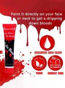 1 Botella de gel de sangre falsa, color rojo, accesorio de broma fácilmente removible, accesorio de maquillaje y disfraz para fiesta de Halloween, bromas, disfraz de mascarada, cosplay otoño, navidad - Rojo - Ver 3