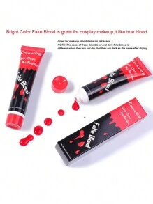1 Botella de gel de sangre falsa, color rojo, accesorio de broma fácilmente removible, accesorio de maquillaje y disfraz para fiesta de Halloween, bromas, disfraz de mascarada, cosplay otoño, navidad - Rojo - Ver 9