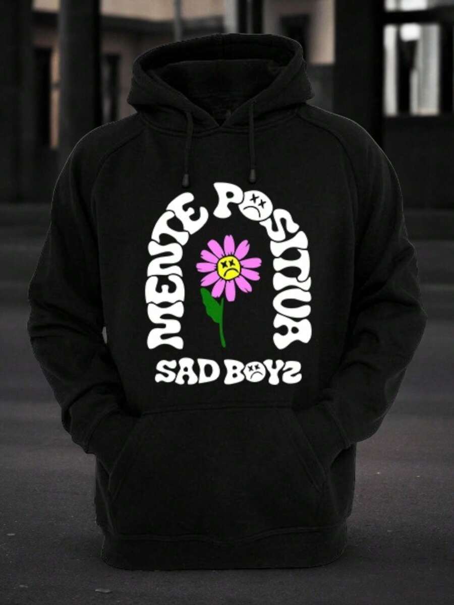 hoodie sudadera mente positiva sad boy junior h - Negro - Ver 1