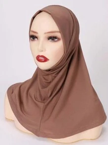 1pc Women's Burgundy Hijab Scarf, Style Head Wrap For Daily Wear - Burgundy - View 5