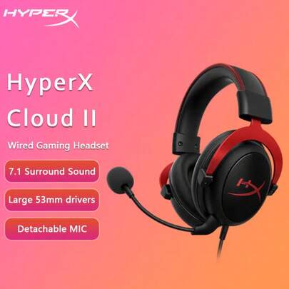 Cloud 2 Gaming Headset 7.1 Surround Sound/Durable Aluminum Frame/Detachable Mic For PC/PS Cloud 2 Gamer Wired Headphone