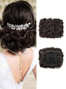 Short Messy Curly Dish Hair Bun Extension Easy Stretch Hair Combs Clip In Ponytail Extension Scrunchie Chignon Tray Ponytail Hairpieces For Women Girls Daily Party Wedding