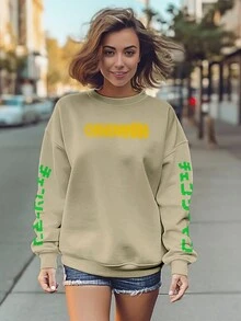 Women Sweatshirts - 卡其色 - 查看 3