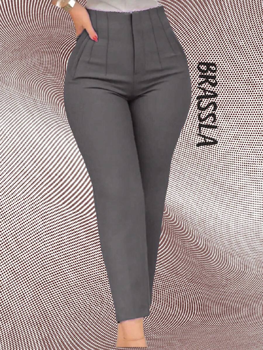 Pantalon de vestir de pinzas - Gris - Ver 1