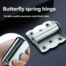 Stainless Steel Butterfly Hinges For Mesh Screen Door, Automatic Closing, Spring-Loaded Hinge Mechanism - Silver - View 4