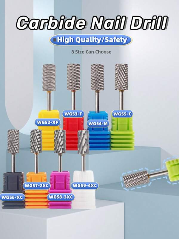 1 pièce Foret à ongles en carbure de 3/32" à grand barillet, retire rapidement le vernis à ongles, la colle, les ongles en cristal, foret en tungstène pour ongles sculptés pour outils de limage de machine