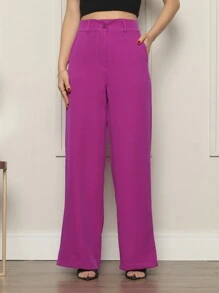 RISCO TAILORING WOMEN'S PANTS WITH BUTTON - 粉色 - 查看 1