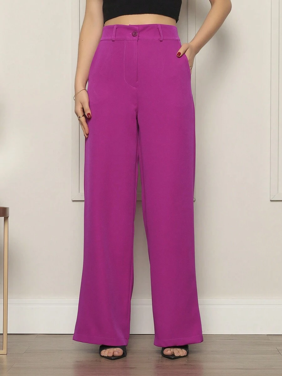 RISCO TAILORING WOMEN'S PANTS WITH BUTTON - 粉色 - 查看 1