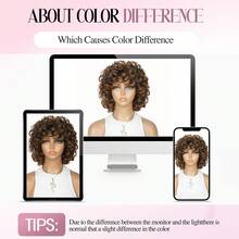 Pelucas cortas rizadas para mujer, peluca sintética de cabello afro rizado y rizado con flequillo, color negro / marrón / rubio miel degradado, fibra resistente al calor, peluca rizada corta con muelles para uso diario, peluca rizada y afro para mujer, para cosplay y fiestas