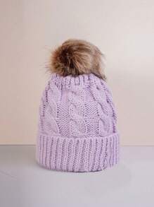 1pc Autumn/Winter Unisex Elastic Knit Beanie Hat, Fashionable Streetwear Hip Hop Braided Knit Cap, Warm Lined Y2K Cuffed Skullcap - Knitted Hat - View 2