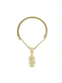 1PC Iced Fashion Drip Oil Arabic Digital Pendant Necklace With 20 Inch Stainless Steel Fried Dough Twists Chain Luxury Hip Hop Neck Jewelry - Number - View 22