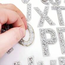 26 Miếng A-Z Bạc Chữ Màu Trắng Kim Cương Giả Nhựa Chữ Bạc Trắng Kim Cương Giả Lấp Lánh Miếng Dán Kim Cương Thích Hợp Cho Trang Trí Quần Áo, Giày Và Mũ - Bộ 26 miếng chữ A-Z bạc trắng - Xem 12