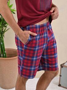 A DORMIR Conjunto de Pijama Camiseta Y Short Para Hombre - Rojo - Ver 4