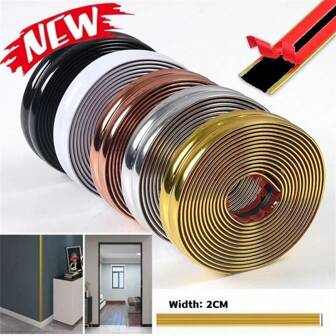 3Meter Self-Adhesive PVC Decorative Lines Background Wall Inner Corner Decor Strip Anti-Collision Bumper Tape For Furniture Table Edge