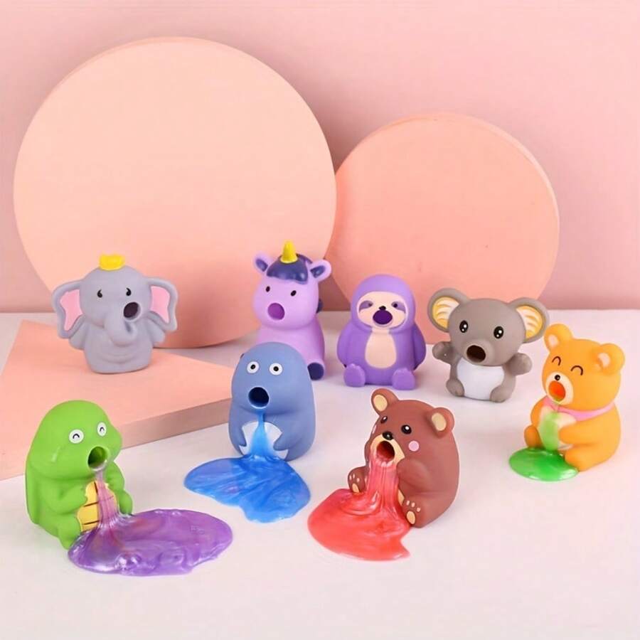 1pc Cartoon Puke Slime Pinch Prank Vent Vomit Toys Cute Toy - Multicolor - View 1