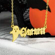 1 Vòng Cổ Halloween Tên Tiếng Anh Cổ Được Cá Nhân Hóa Vàng Gothic Đen Hồng Tùy Chỉnh Bùa Ban Đầu Goth Bảng Tên Quà Tặng Monogram Dainty Ghost Bat Phông Chữ Ma Quái Quà Tặng Cho Cô ấy - vàng - Xem 4