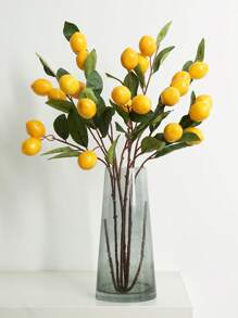 1PC/2pcs/3PCS/5PCS, Artificial Lemonade Ornament, 67cm Long, 1 Stick 6 Fruits, Non-Fading Flexible Plastic Plant Artificial Flower Fruit Potted Decoration, Modern Simple Nordic Style, Suitable For Home Interior And Outdoor Decoration, Flower Arrangement, Wedding, Etc.