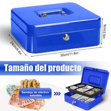 Caja De Seguridad para Dinero, Caja De Seguridad Efectivo, Caja De Efectivo para Guardar Joyas, Pasaportes - Azul - Ver 2
