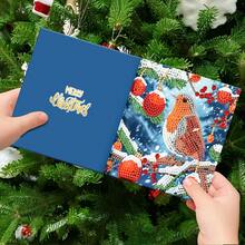 12 件手工 5D 钻石画贺卡，卡通和可爱节日设计，适合新年、圣诞节 - 带 12 个白色信封，非常适合家人、朋友、聚会邀请