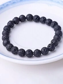 2/4 件 8 毫米虎眼石磨砂石火山石黑玻璃手链串珠套装高端大气男女工艺珠宝制作串珠 DIY 材料 - 彩色 - 查看 7