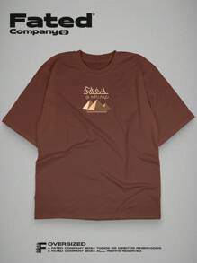 FATED - Oversized Alchemist 100% Cotton T-Shirt - 鏽棕色 - 查看 2