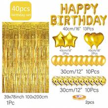 40PCS Rose Gold Birthday Party Decoration, Rose Gold Confetti Latex Balloons Banner - Gold - View 3
