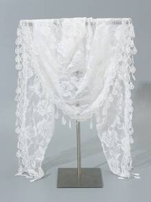 1pc Women Lace Tassel Trim Scarf Headband, Elegant Fashion Triangle Scarf Shawl, Suitable For Daily Wear Valentine's Day Accessories - 03-white - View 4