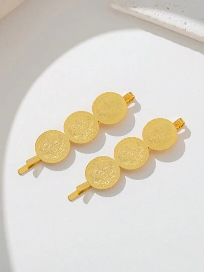 1 Par Arabiska Bröllop Smycke Kvinnor Håraccessoarer Hårklämmor Brud Presenter Guldpläterad Mynt Hårnål