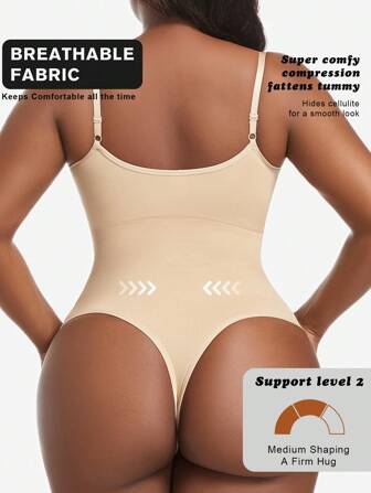 1 件女式加大码无缝一体式高腰塑身紧身衣收腹平腹紧身塑身衣腰部训练器丁字裤塑身衣