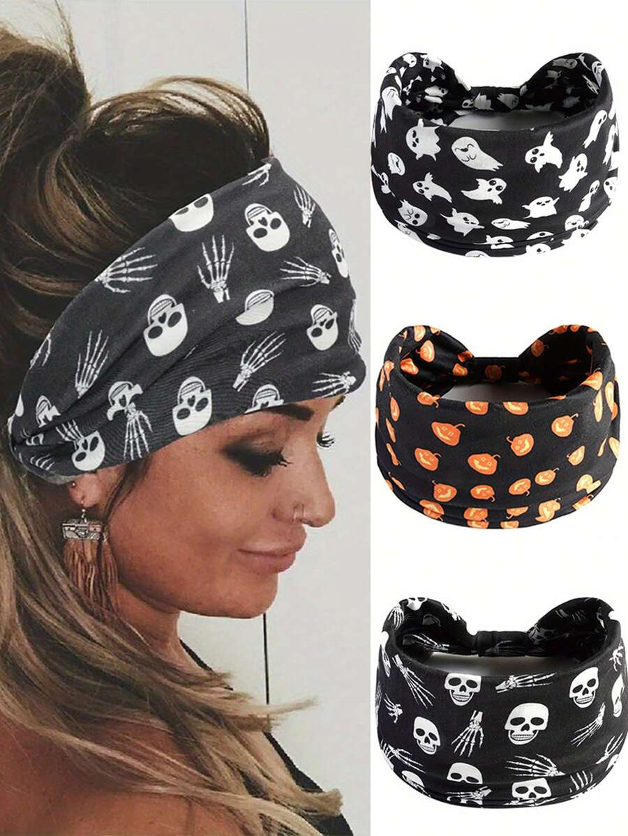 Halloween Pumpkin Elastic Yoga Sports Headband Headscarf - Pumpkin - View 1
