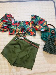Women Two-Piece Outfits - Màu xanh lá cây đậm - Xem 2