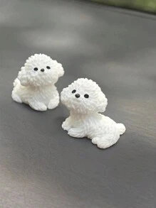 2 件超可爱白色比熊犬汽车装饰摆件，精美小礼物 - 彩色 - 查看 8