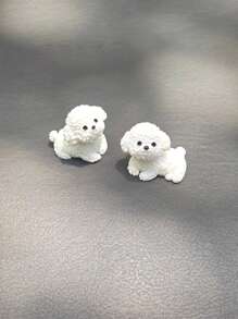 2 件超可爱白色比熊犬汽车装饰摆件，精美小礼物 - 彩色 - 查看 7