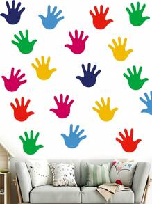 5sheets(45pcs)/Set Colorful Cartoon Hand Print Wall Stickers, Waterproof PVC Hand Shape Sticker Decals For Room Decoration, Stickers, Wall Decal, Vinyl Decal For Home Decorations, Spring Decoration Items Refresh Your Home, Rama Decoration Stickers Gifts Birthday Graduation - Multicolor - View 1