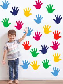 5sheets(45pcs)/Set Colorful Cartoon Hand Print Wall Stickers, Waterproof PVC Hand Shape Sticker Decals For Room Decoration, Stickers, Wall Decal, Vinyl Decal For Home Decorations, Spring Decoration Items Refresh Your Home, Rama Decoration Stickers Gifts Birthday Graduation - Multicolor - View 4
