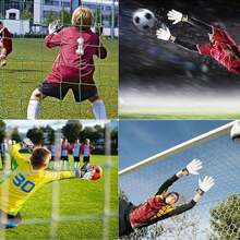 1 双专业男女款青少年足球守门员训练和比赛防滑手套，适合成人和青少年 - 黑色 - 查看 6