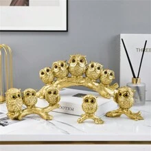 1件猫头鹰树脂工艺品摆件可爱大眼复古猫头鹰网红丑猫头鹰小雕塑家居装饰小摆件