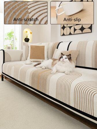 1pc Chenille Sofa Cushion, Minimalist Luxury Sofa Cover With Anti-Skid, Pet-Proof, Dust-Proof & Anti-Scratch Design, For Bedroom & Living Room Use All Year Round