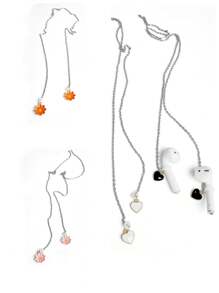 Apple 1pc Anti-Lost Bluetooth Wireless Earphone Necklace, Women's Decoration Chain, Universal Design - Multicolor - View 1
