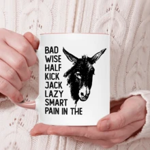 1pc, Inner Colored Ceramic Coffee Mug 11 Oz, Coffee Cups Tea Cup With Colorful Handle, Funny Bad Donkey, Donkey Mug, Funny Dad Mug, Adult Humor Mug, Funny Gift Friend Gift Idea, Novelty Gift, Reusable Coffee Mug For Party, Office Mug, Room Decor House Warming Gifts New Home - 粉色 - 查看 4