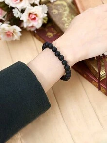 2/4 件 8 毫米虎眼石磨砂石火山石黑玻璃手链串珠套装高端大气男女工艺珠宝制作串珠 DIY 材料 - 彩色 - 查看 8