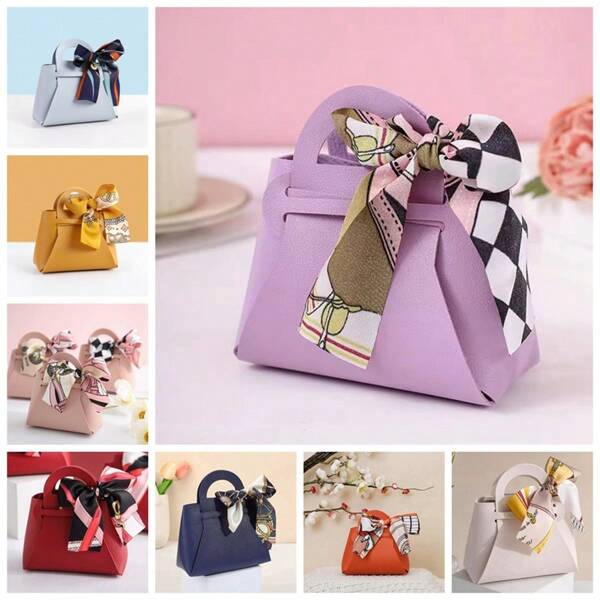 10 pièces Boîtes-cadeaux artificiel pour bijoux, sacs d'emballage cadeaux pour mariage/pendaison de crémaillère/, pochettes cadeaux pour anniversaire/fête d'anniversaire (3 tailles: grande, moyenne, petite; 8 couleurs: bordeaux, rose, blanc, bleu, orange, jaune, bleu royal, violet), expédition à plat, assemblage requis, Noël
