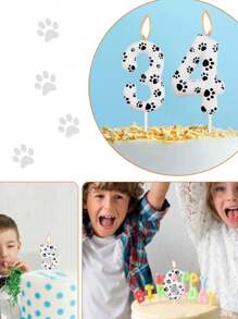 1pc Cat Paw Shaped Number 0-9 Pet Themed Birthday Party Cake Candles Decoration,Christmas