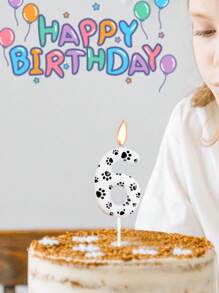 1pc Cat Paw Shaped Number 0-9 Pet Themed Birthday Party Cake Candles Decoration,Christmas