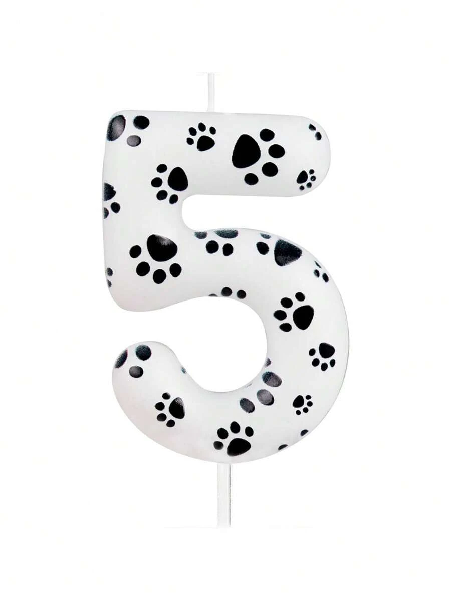 1pc Cat Paw Shaped Number 0-9 Pet Themed Birthday Party Cake Candles Decoration,Christmas